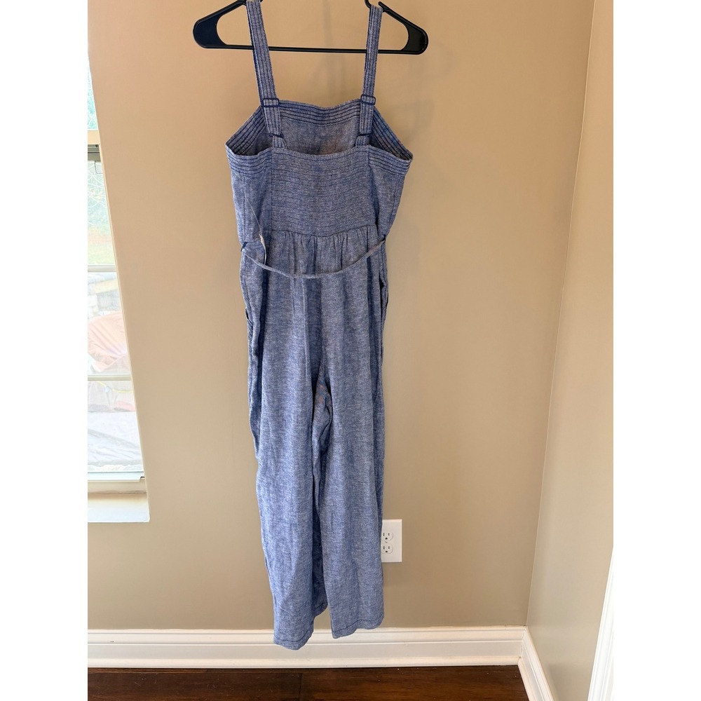 Old Navy Womens Blue Linen Blend Wide Leg Sleeveless Jumpsuit Size S New - Picture 4 of 7